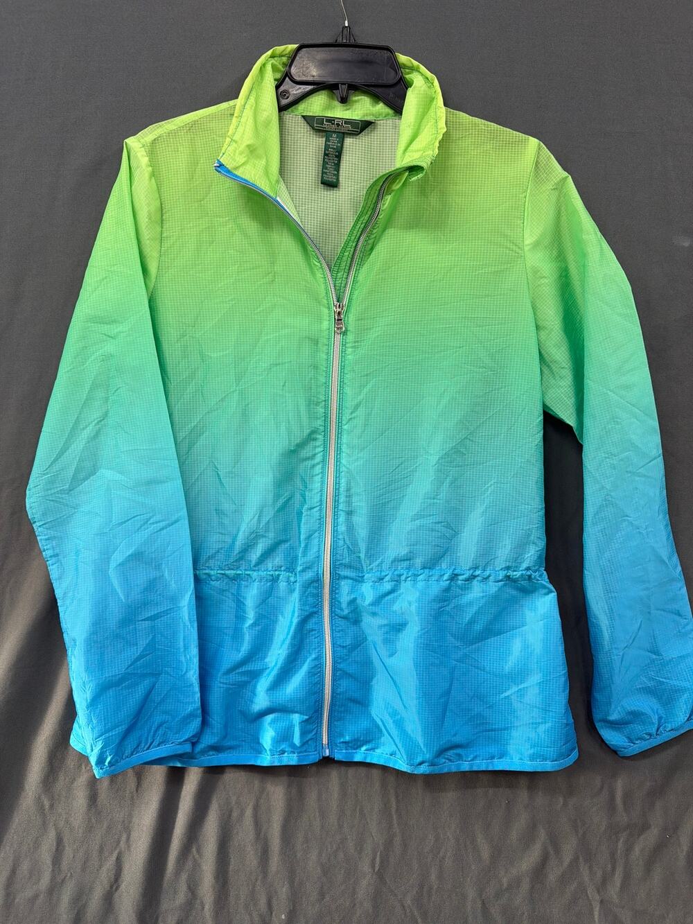 Lauren Ralph Lauren Women's Medium Ombre Windbreaker Jacket Green Blue Full Zip